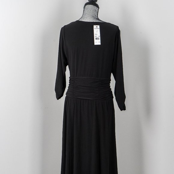 NWT NY Collection Black Ruched Dress 1X - Picture 4 of 5
